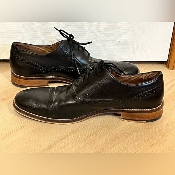 Johnston & Murphy Black Oxford Dress Shoes Lace Up Leather Mens 11.5 EUC - Picture 11 of 12